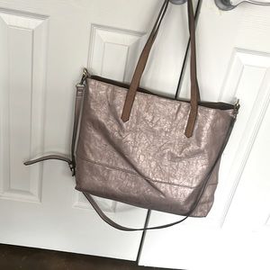 Lilac Metallic Leather bag with adjustable strap